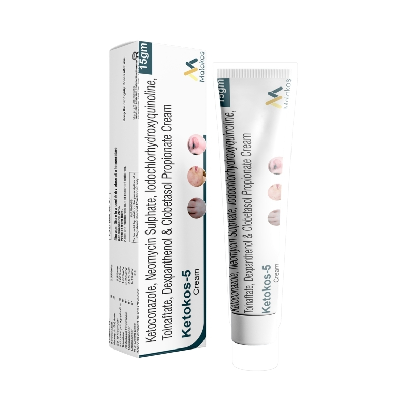 KETOCONAZOLE 2%W/W + NEOMYCIN SULPHATE0.10%W/W + IODOCHLORHYDROXQUINOLONE 1%W/W + TOLNAFTATE 1%W/W & CLOBETASOLE PROPIONATE 0.05% W/W